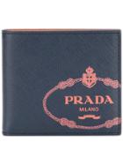 Prada Logo Embellished Wallet - Blue