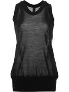 Vera Wang Tulle Panel Tank - Black