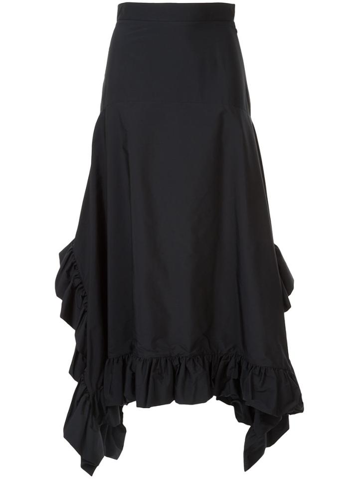 Goen.j Draped Ruffle Trim Maxi Skirt - Blue