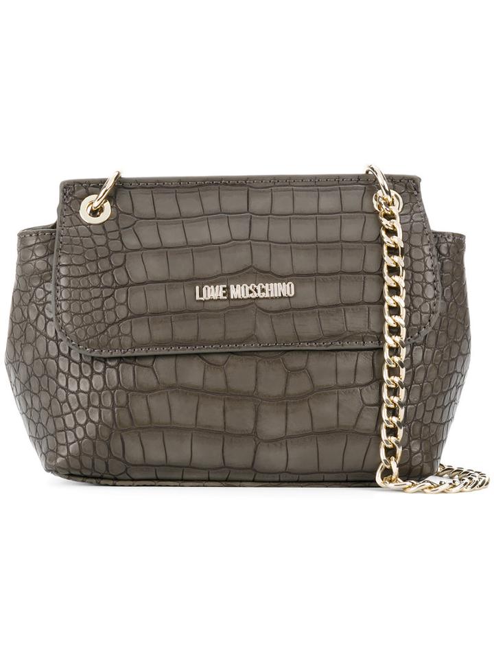 Love Moschino - Crocodile Effect Shoulder Bag - Women - Polyurethane - One Size, Grey, Polyurethane