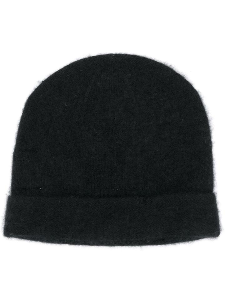 Fine Edge Textured Knit Hat - Black