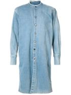The Squad Long Length Collarless Shirt, Men's, Size: Xs, Blue, Cotton