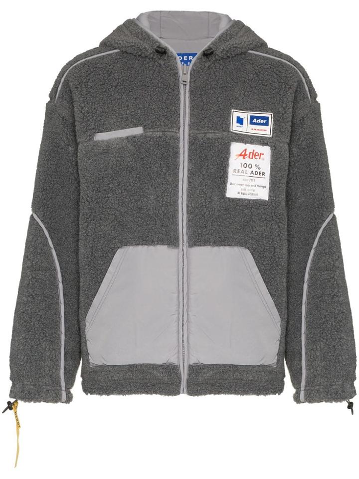 Ader Error Reverse Fleece Hooded Jacket - Grey