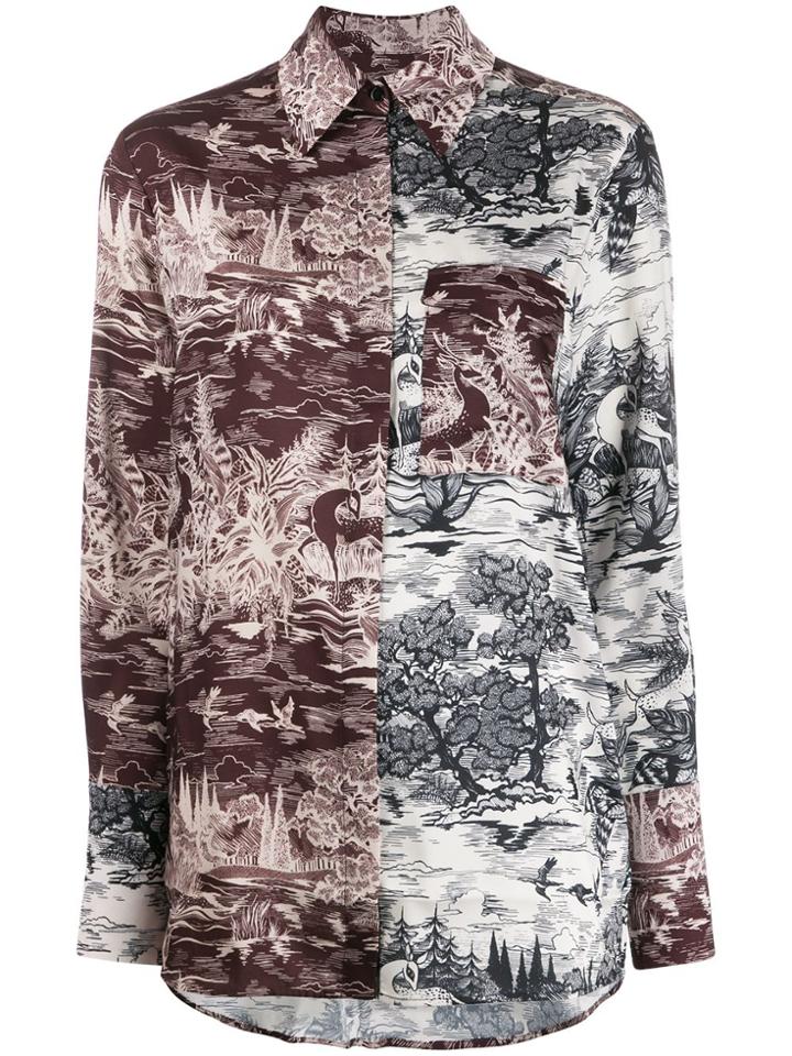 Victoria Victoria Beckham Abstract-print Shirt - Neutrals
