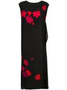Yohji Yamamoto Floral Print Button Front Dress - Black
