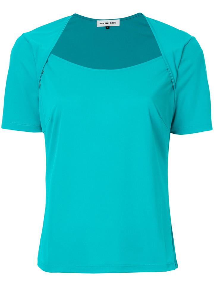 Han Ahn Soon Contrast Sleeve T-shirt - Blue