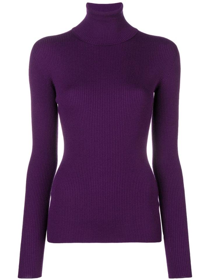 Dolce & Gabbana Ribbed Roll Neck Jumper - Purple