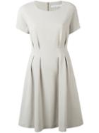 Harris Wharf London Pleat Detail Flared Dress, Women's, Size: 42, Nude/neutrals, Cotton/polyamide/spandex/elastane