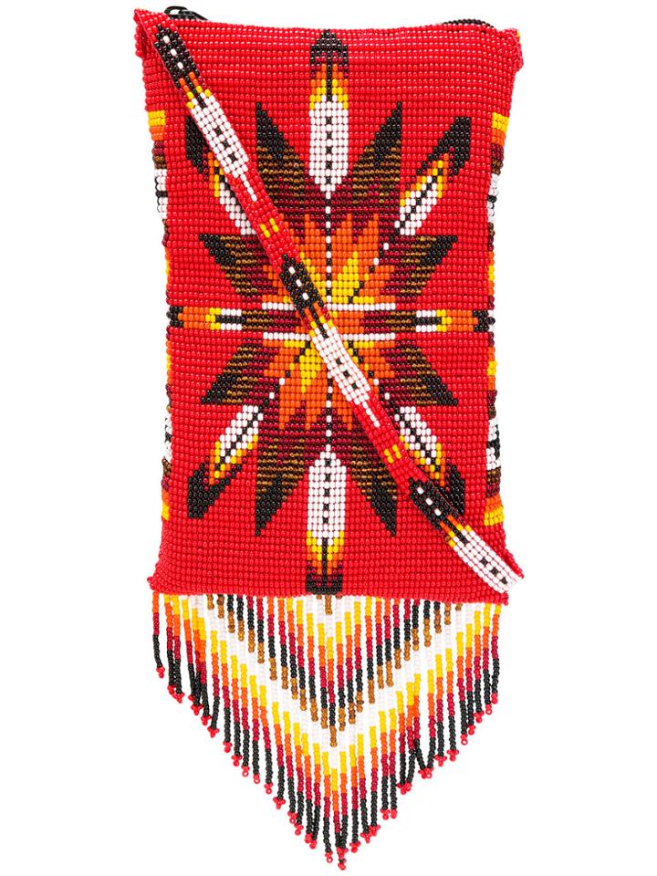 Jessie Western Beaded Fringes Crossbody Bag - Red
