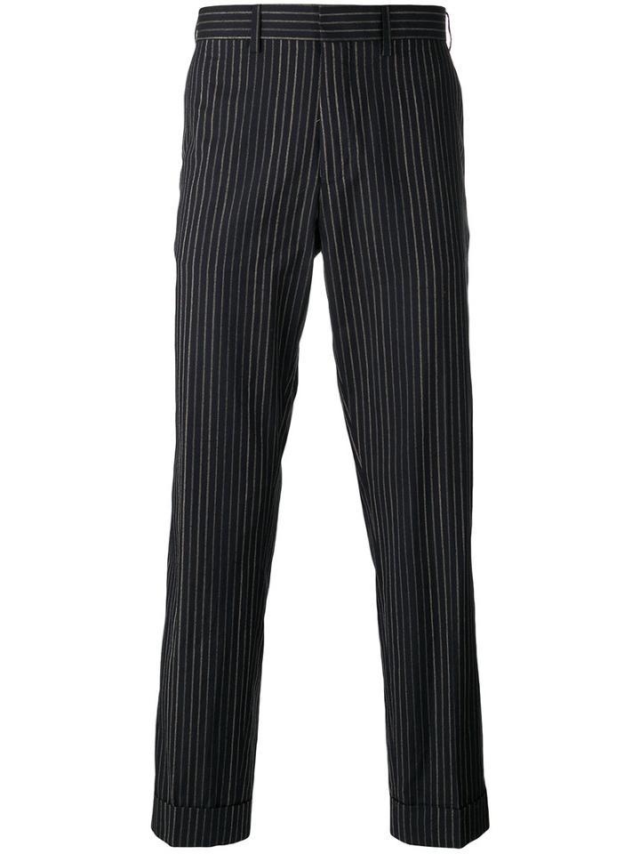 Dries Van Noten Striped Tailored Trousers, Men's, Size: 48, Blue, Cotton