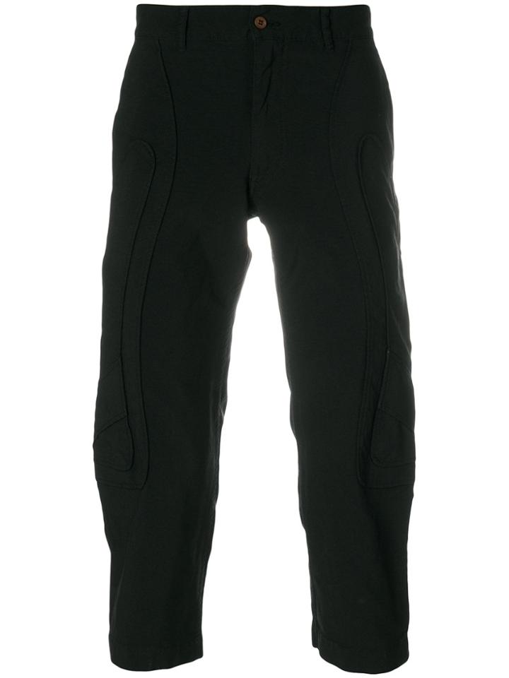 Comme Des Garçons Homme Plus Curved Panel Cropped Trousers - Black