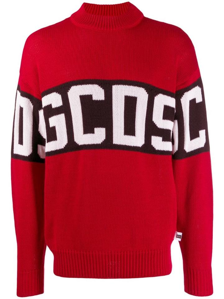 Gcds Contrast Roll-neck Jumper - Red