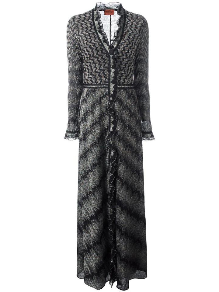 Missoni Front Opening Long Dress, Women's, Size: 44, Black, Silk/polyester/spandex/elastane/viscose