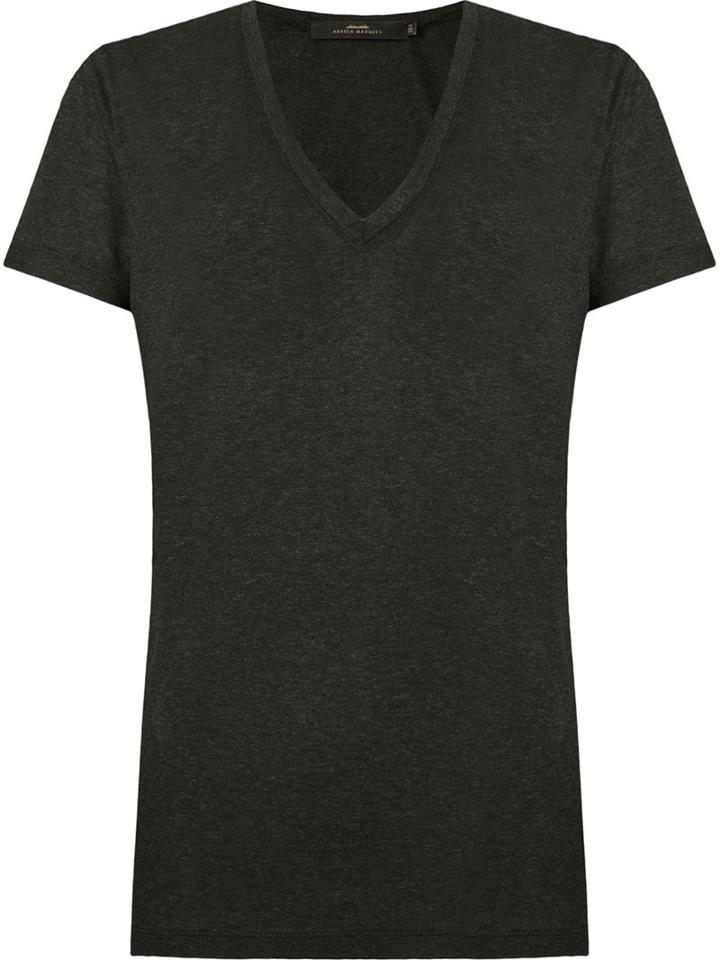 Andrea Marques Deep V Neck T-shirt, Women's, Size: 42, Black, Viscose
