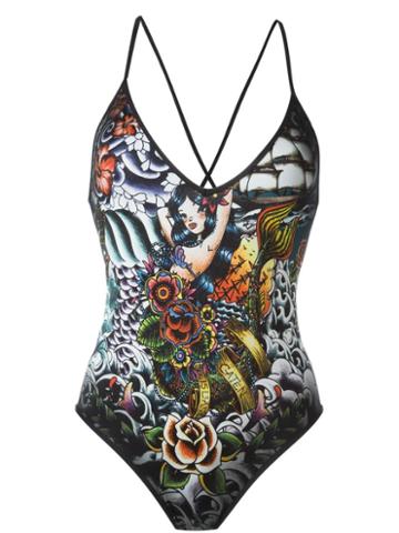 Dsquared2 Beachwear Tattoo Print Swimsuit