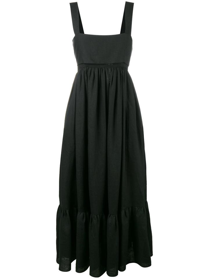 Chloé Pinafore Maxi Dress, Women's, Size: 38, Black, Linen/flax/polyester