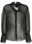 Emporio Armani Sheer Polka Dot Print Blouse - Black