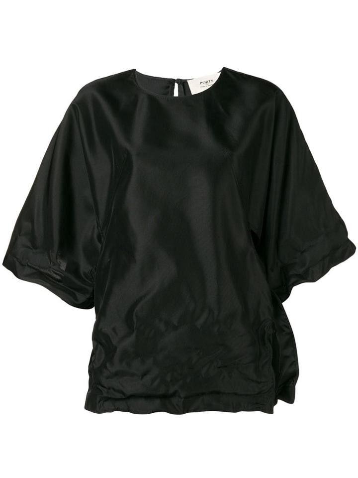 Ports 1961 Creased Shortsleeved Blouse - Black