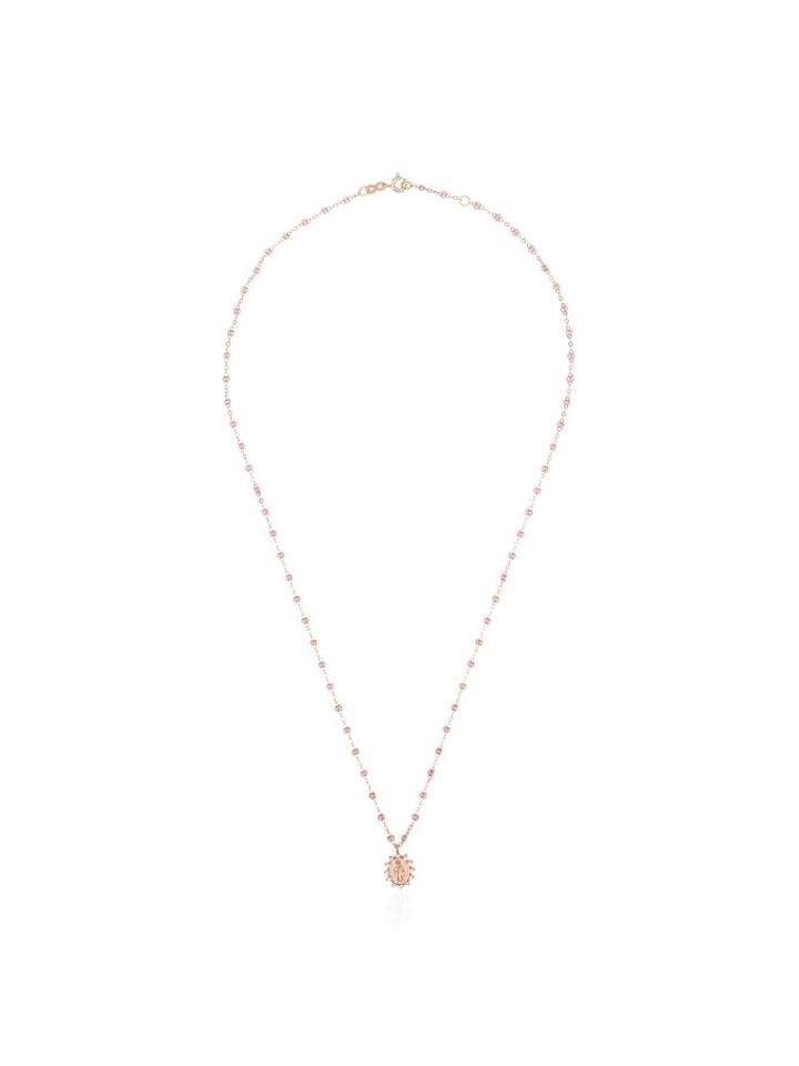 Gigi Clozeau 18kt Rose Gold And Diamond Mary Charm Necklace - Pink