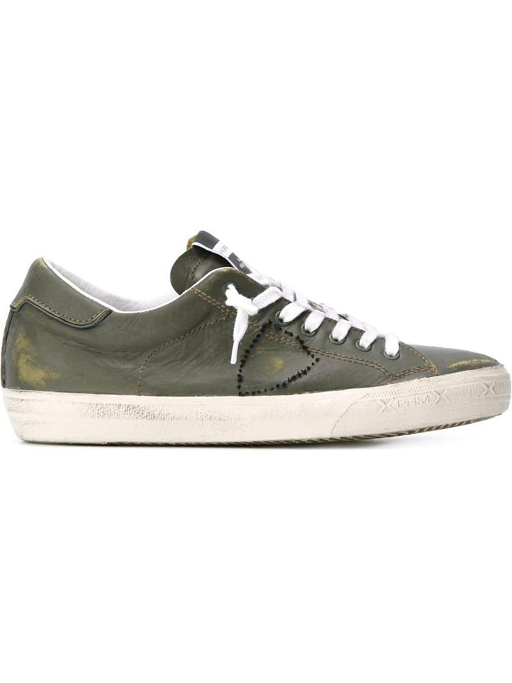 Philippe Model Bercy Low Sneakers, Men's, Size: 42, Green, Leather/rubber/cotton