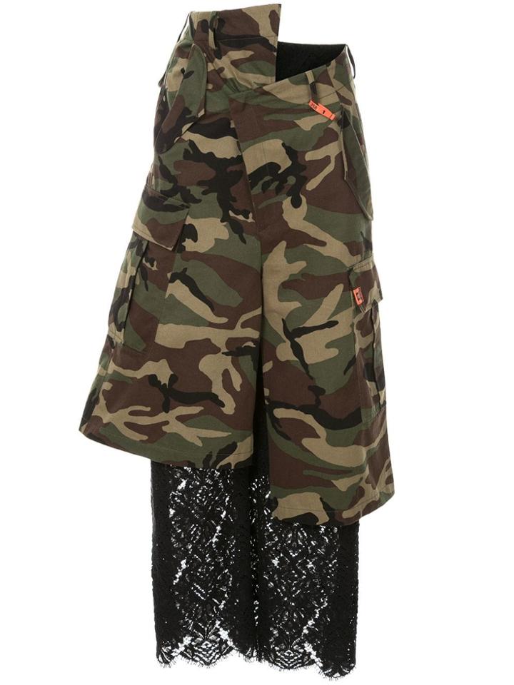 Maison Mihara Yasuhiro Lace Camouflage Cropped Trousers - Multicolour