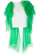 Delpozo Ruffled Tulle Cropped Blouse - Green