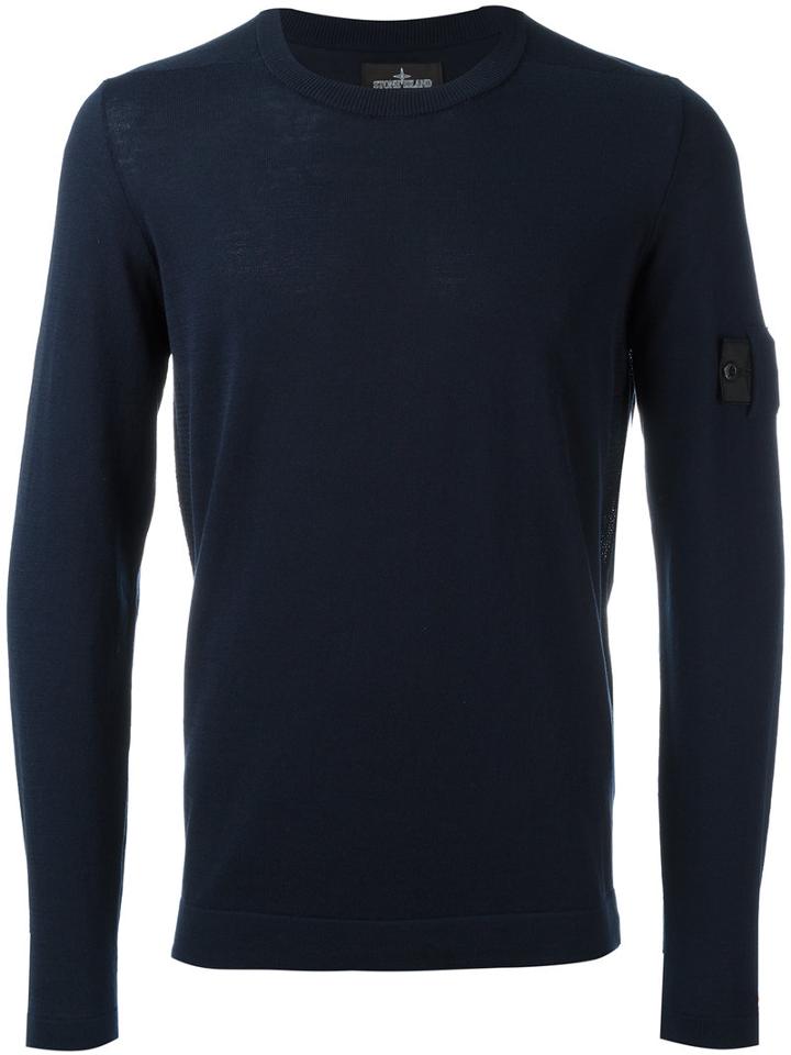 Stone Island Shadow Project Button Detail Jumper, Size: Large, Blue, Cotton