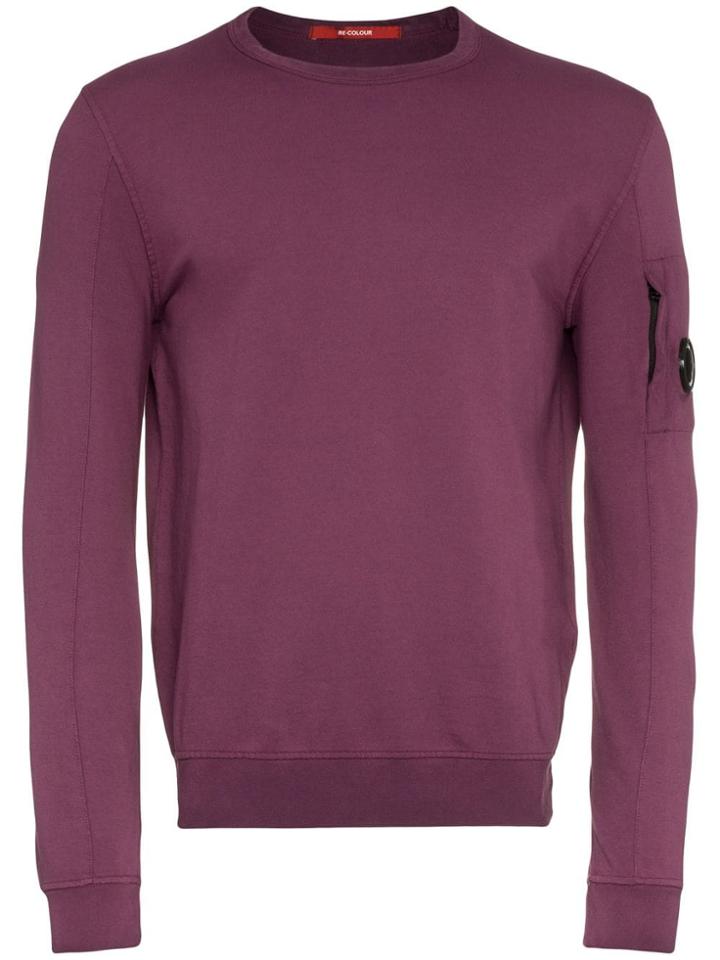 Cp Company Logo Embellished Cotton Sweater - Pink & Purple
