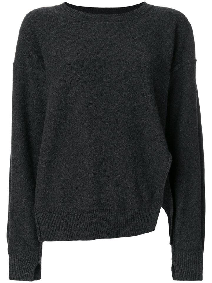 Fine Edge Jumper With Side Slit - Grey