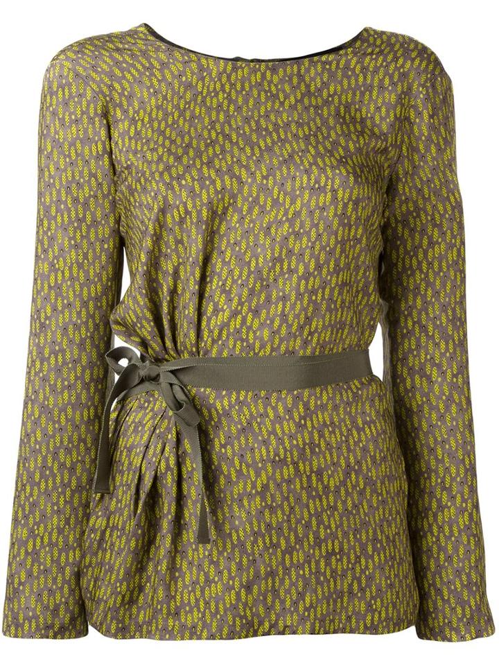 Etro Printed Belted Blouse, Women's, Size: 40, Grey, Viscose