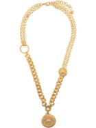 Versace Embellished Medusa Pendant Necklace - Gold