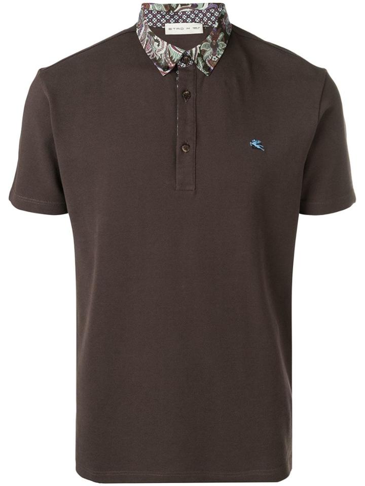 Etro Button Down Polo Top - Brown