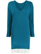 Twin-set Long V-neck Jumper - Blue