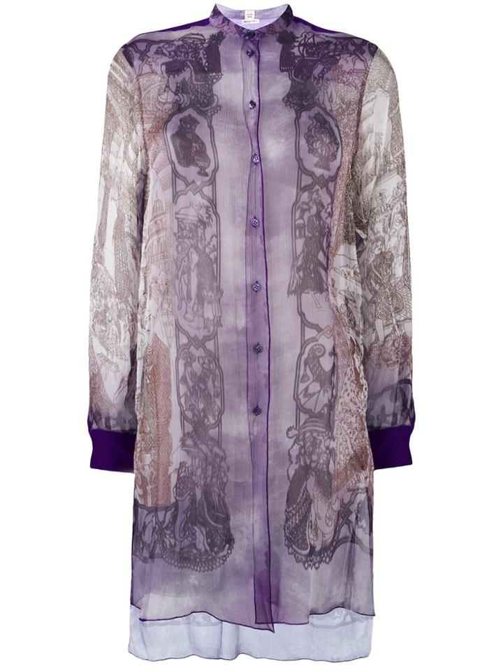 Hermès Vintage Indian Print Sheer Shirt - Pink & Purple