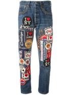 History Repeats Usa Patch Boyfriend Jeans, Women's, Size: Small, Blue, Cotton/polyester