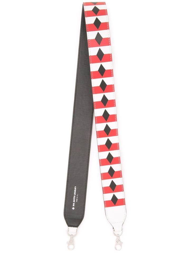 Les Petits Joueurs Striped Shoulder Strap, Women's, White, Calf Leather