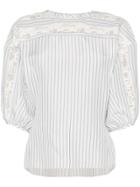 Chloé Lace Trim Striped Blouse - White