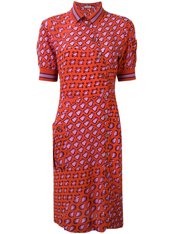 Tomas Maier Printed Asymmetric Shirt Dress - Red