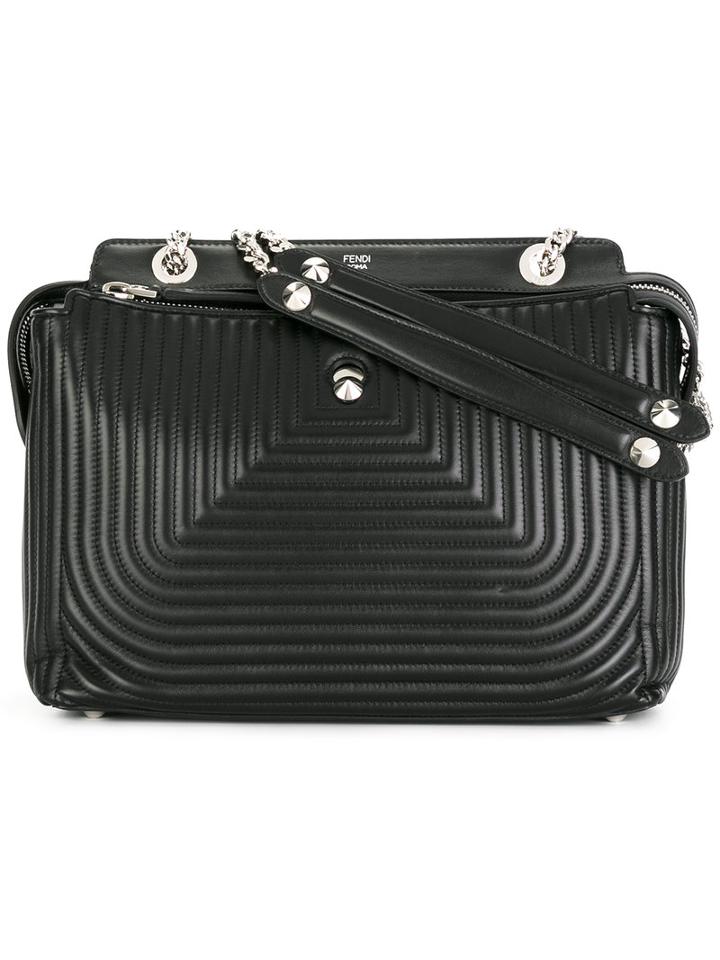 Fendi Dot Com Shoulder Bag, Women's, Black, Leather