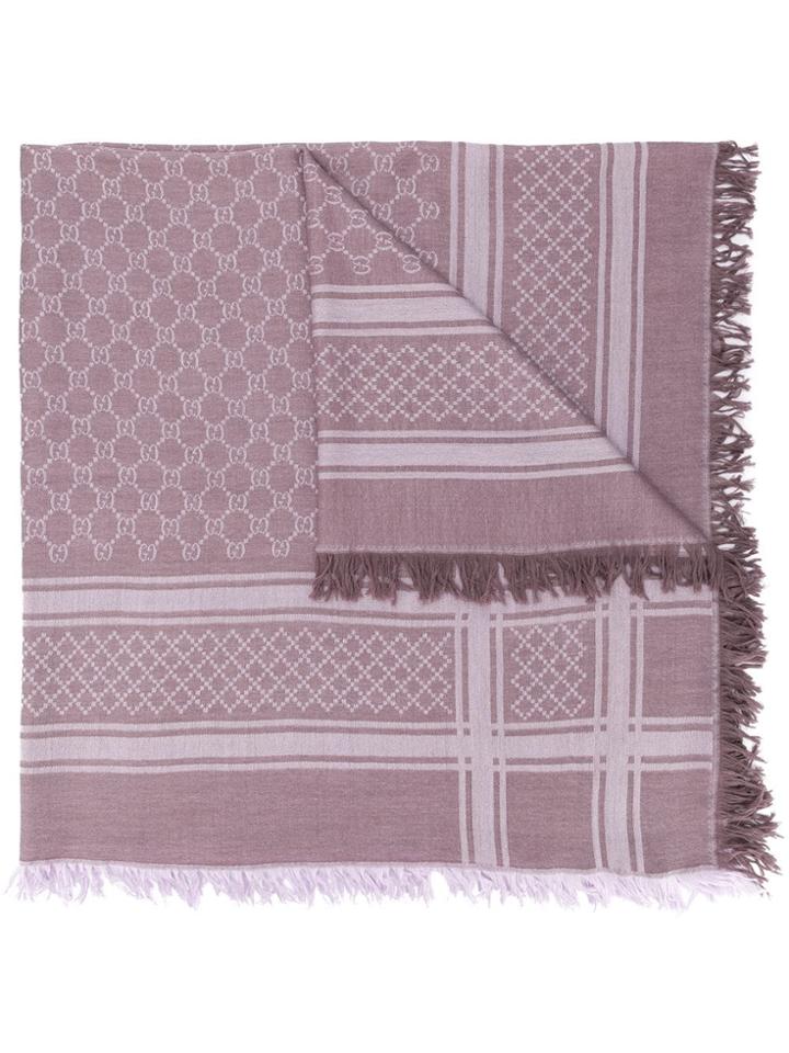 Gucci Gg Pattern Scarf - Purple