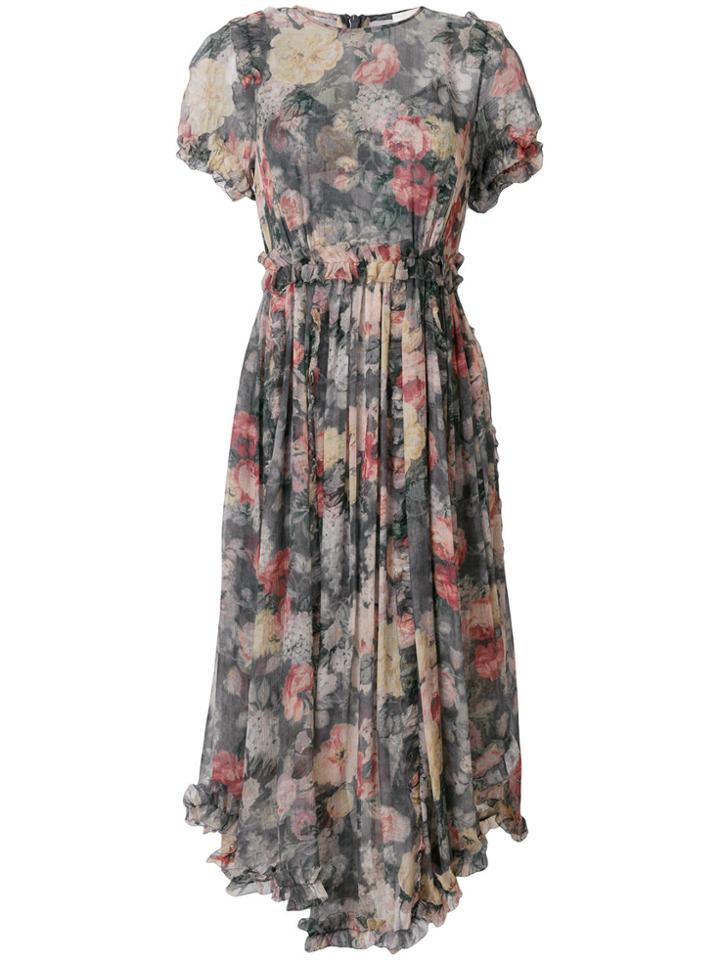 Zimmermann Washed Floral Print Asymmetric Hem Dress - Multicolour