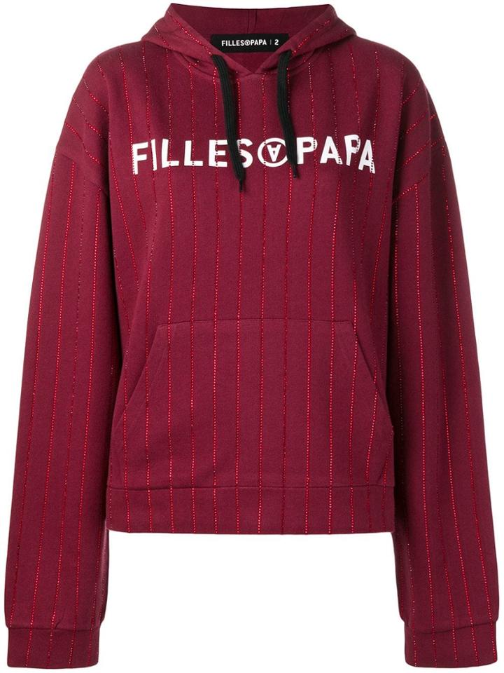 Filles A Papa Logo Print Hoodie - Red