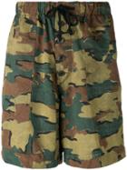 Dries Van Noten Camouflage Shorts, Men's, Size: Xl, Green, Cotton/linen/flax