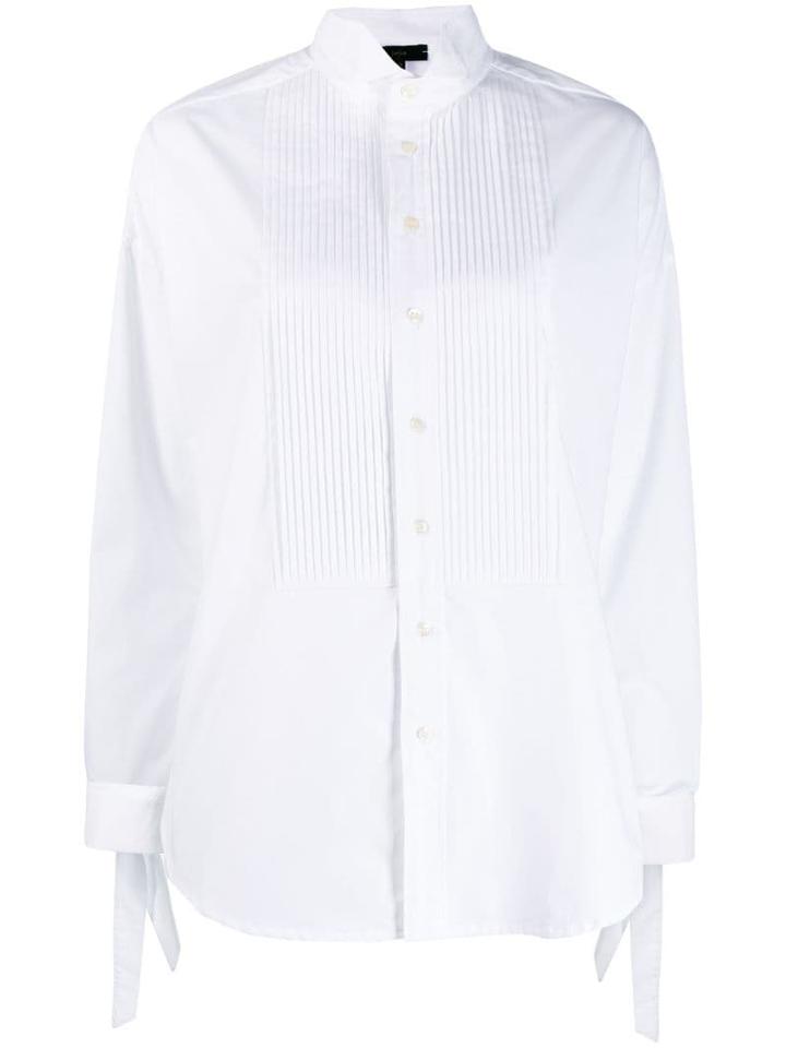 Jejia Pleated Front Tuxedo Shirt - White