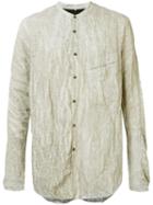 Ziggy Chen Ruched Effect Shirt, Men's, Size: 48, Grey, Cotton/metal