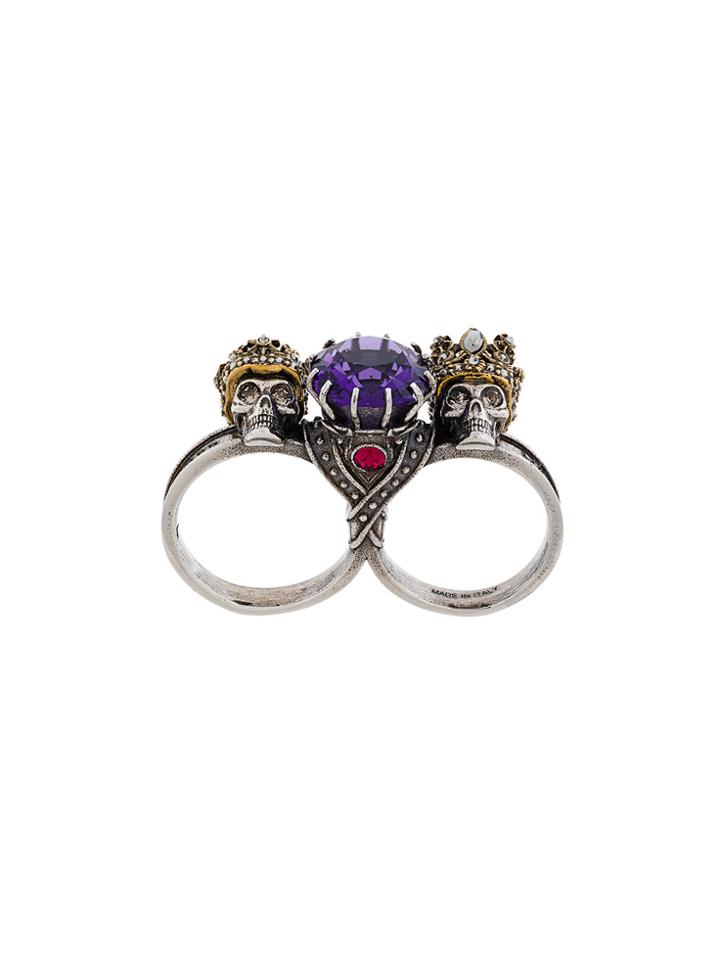 Alexander Mcqueen King & Queen Gem Double Ring - Pink & Purple