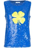 P.a.r.o.s.h. Sequined Clover Tank Top - Blue