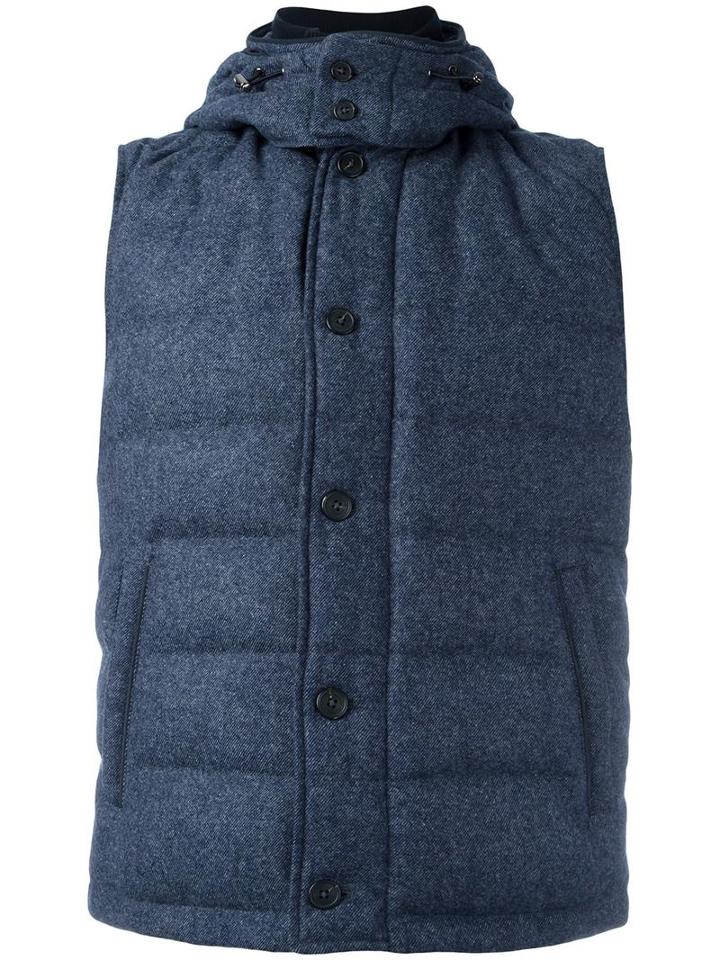 Corneliani Sleeveless Padded Jacket, Men's, Size: 50, Blue, Acrylic/polyamide/polyester/feather