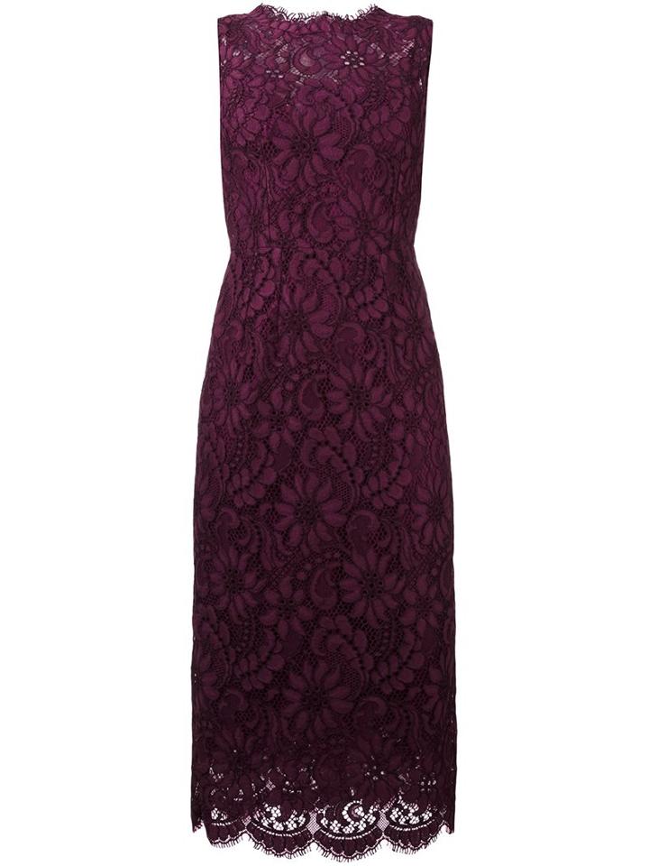 Dolce & Gabbana Floral Lace Midi Dress, Women's, Size: 40, Pink/purple, Silk/cotton/viscose