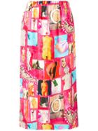 Marni Artwork Print Midi Skirt - Pink